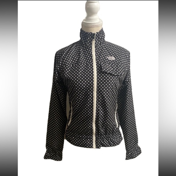 THE NORTH FACE Jacket Black Polka Dot Women's Windbreaker Size XS Ahuy Worn Once - Picture 2 of 10